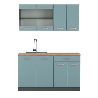 Vicco Cocina Vers&aacute;til R-line, Gris Azulado/antracita, 140 Cm, Et Roble