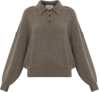 Lisa Yang Etta Cashmere Polo - Dames - Cashmere truien - Bruin - S - Kasjmier - Truien & Vesten