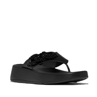 FitFlop F Mode Beaded Chain Toe Post Sandals in Black at Nordstrom, Size 11