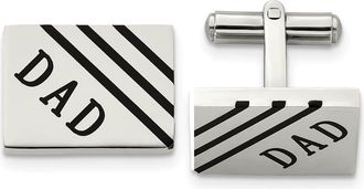 Diamond2Deal Stainless Steel Polished Enameled Dad Rectangle Cufflinks