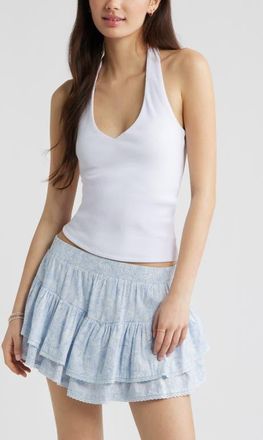 BP. Deep V-Neck Halter Top in White at Nordstrom, Size Xx-Small