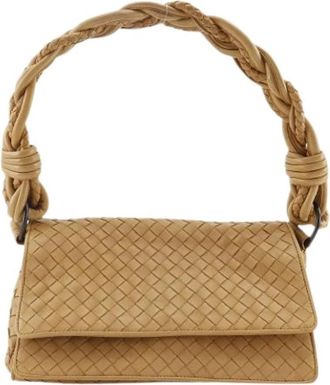 Bottega Veneta Pre-owned Leren Schoudertas - Dames - Vintage Handtas - Beige - ONE Size - Leer - Vintage