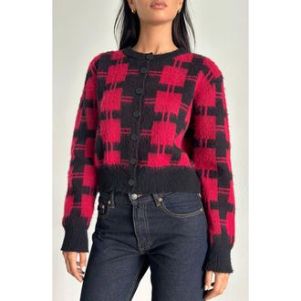Motel Anzio Checkered Cardigan in Black And Red Check at Nordstrom Rack, Size Xx-Small