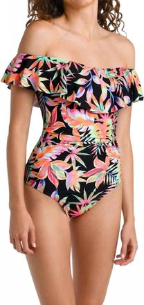 La Blanca Off The Shoulder Ruffle Mio One Piece In Best Escape