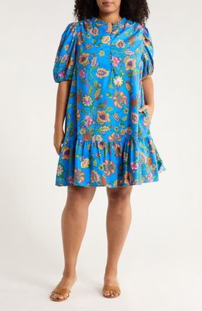 Sugarlips Anabelle Floral Shift Dress in Blue-Pink at Nordstrom, Size 3X