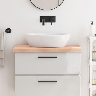 vidaXL Encimera De Ba&ntilde;o Madera Maciza Sin Tratar 80x50x(2-6) Cm Vidaxl