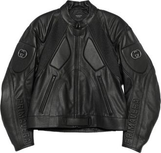 Gucci Web-stripe Interlocking G Leather Jacket