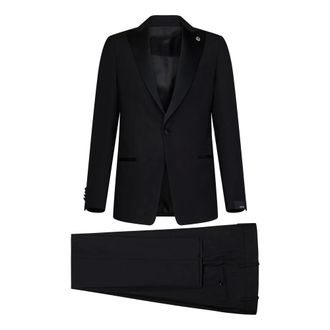 Lardini Single Breasted Suits, male, Black, Size: 2XL Three-piece Tuxedo