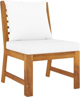 vidaXL Sof&aacute; Seccional Central Con Coj&iacute;n Crema Madera Maciza Acacia Vidaxl