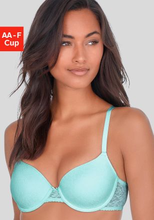 Lascana Schalen-BH LASCANA Elisa, Damen, Gr. 70, Cup F, blau (t&uuml;rkis), Spitze, Obermaterial: 78% Polyamid, 22% Elasthan, BHs Schalen-BH, mit B&uuml;gel, aus zarter