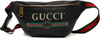 Gucci Marsupio piccolo in pelle di vitello pieno fiore con logo 2000-2015 - Nero
