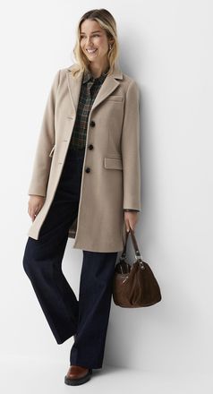 Contemporaine Womens Three-button mid-length reprocessed wool overcoat