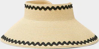Simons Womens Paper straw scalloped edging visor