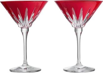 Waterford Set Of 2 Fireworks Red Martini Glasses