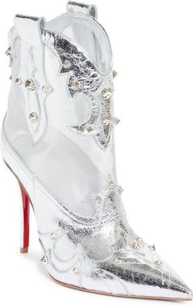 Christian Louboutin Bootiag Studded Metallic Leather Bootie in Silver at Nordstrom, Size 10.5Us