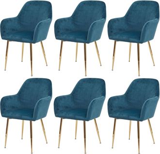 Hhg Hhg - Nunca Usado] Lote De 6 Sillas De Comedor 240, Silla Silla De Cocina, Dise&ntilde;o Retro, Terciopelo Menta, Patas Doradas