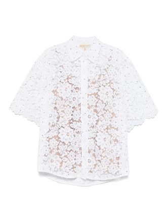 Michael Michael Kors studded lace shirt - women - Metal/Nylon/Polyester - M - White