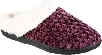 Isotoner Womens Recycled Popcorn Chenille Erin Hoodback Slipper In Blackberry