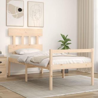 vidaXL Cama Para Personas Mayores Con Cabecero Madera Maciza 90x200 Cm Vidaxl
