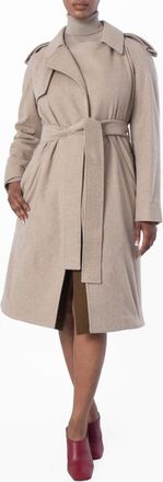 Burberry Cashmere Wrap Belted Trench Coat, Brand Size 10 ( US Size 8 )