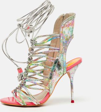 Sophia Webster Metallic Multicolour Leather Lacey Tie Up Sandals