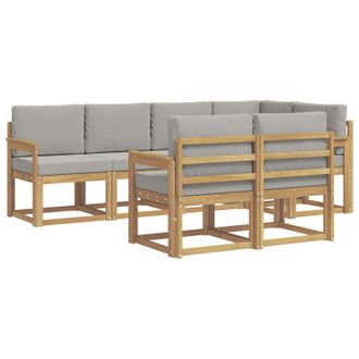 vidaXL Conjunto De Sof&aacute;s De Exterior 7 Pcs Blanco Y Gris Claro Vidaxl