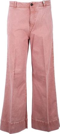 Myths Wide-Leg Cropped Trousers with Button Closure and Textured Fabric