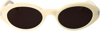Saint Laurent Stijlvolle Zwarte Zonnebril SL 567 005 - Dames - Zonnebrillen - Beige - 51 MM - Accessoires