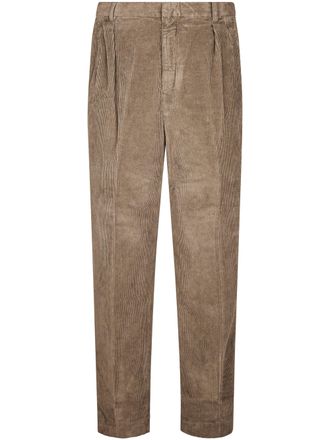 Cellar Door Straight-Leg Brown Corduroy Trousers with Mid-Rise Waist
