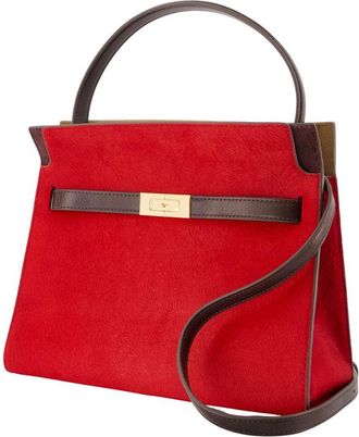 Tory Burch Womens Lee Radziwill Small Double Purse - Tory Burch Leather Red Calfskin Bags Handbags-Purses