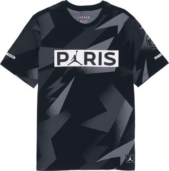 Nike Jordan Air Jordan Paris Saint-Germain Pattern Short Sleeve Black Grey BQ8387-010