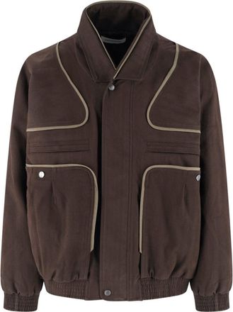 Kiko Kostadinov Brown Boxy Piped High-Collar Jacket