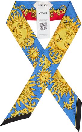 Versace Printed Silk-twill Bandeaux - Blue - One Size