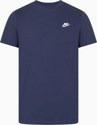 Nike Mens Nike Core Mens T Shirts Sportswear Club Swoosh Embroidered Futura Logo Tee - Navy - Size: 42