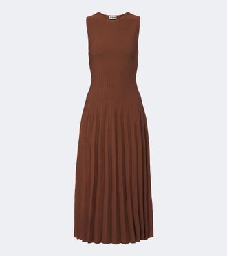 Staud Elyse knitted pleated midi dress