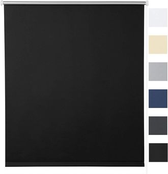Woltu Tenda A Rullo Oscurante Termica Isolante Finestra Porta Senza Fori Nero 100x160 Cm - Woltu