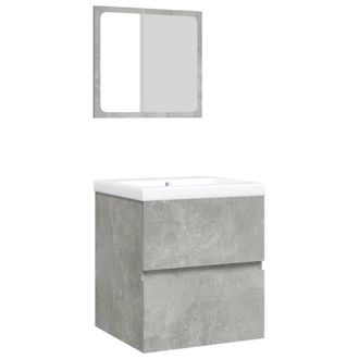 Berkfield Home Bathroom Sink Cabinet with Basin & Mirror Concrete Grey