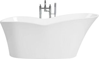 Beliani Ba&ntilde;era Independiente Acr&iacute;lico Sanitario Blanco Brillante Ovalada 170 X 80 Cm Minimalista Moderno Dulcina