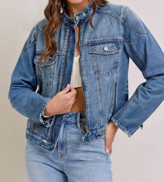 Hidden Jeans Classic Biker Jacket In Denim