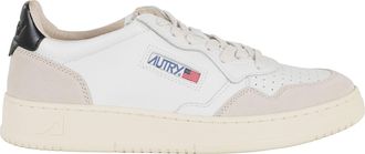 Autry Medalist Low White and Black Suede Leather Sneakers