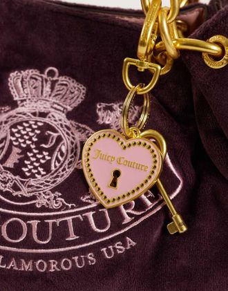 Juicy Couture borsa a spalla media con logo e doppio manico, color wine tasting-Rosso