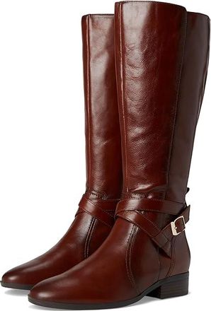 Naturalizer Rena2 Wide Calf Boots Womens Boots Deep Saddle Brown Leather : 8.5 WW (E)