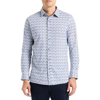 Robert Graham Ian Stretch Cotton Button-Up Shirt in White Multi at Nordstrom Rack, Size X-Large