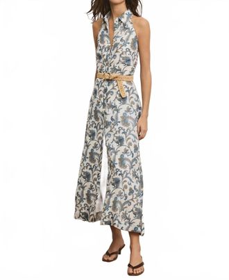 Veronica Beard Mackey Paisley Halter Midi Dress In Dove White Multi