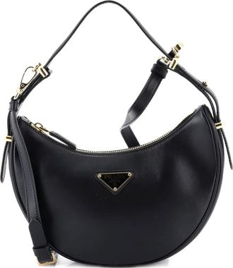 Prada Arque Half Moon Leather Small hobo bag - women - Calf Leather - One Size - Black