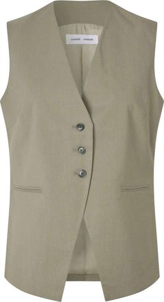 Sams&oslash;e & Sams&oslash;e Melange Gilet with V-Neckline and Button Closure