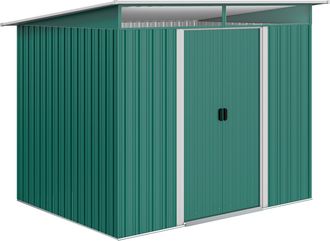 OEM Cobertizo De Jard&iacute;n Exterior 4,5 M&sup2; 260x194x200 Cm Con Paneles Frontales Transparentes Y 2 Puertas Corredizas Verde