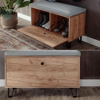 Vicco Banco Para Zapatos Siri, Roble Dorado, 80 X 46 Cm