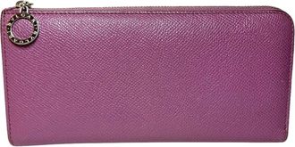 Bulgari Purple Leather Long Wallet (Bi-Fold) (Pre-Owned)
