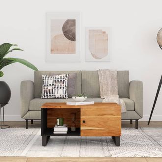 vidaXL Vidaxl - Mesa De Centro Madera Maciza Acacia Y Contrachapada 80x50x40 Cm